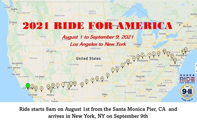 2021 Ride For America Route
